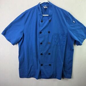 Five Star Chef Jacket Unisex Extra Large Blue Mandarin Collar Double Breasted